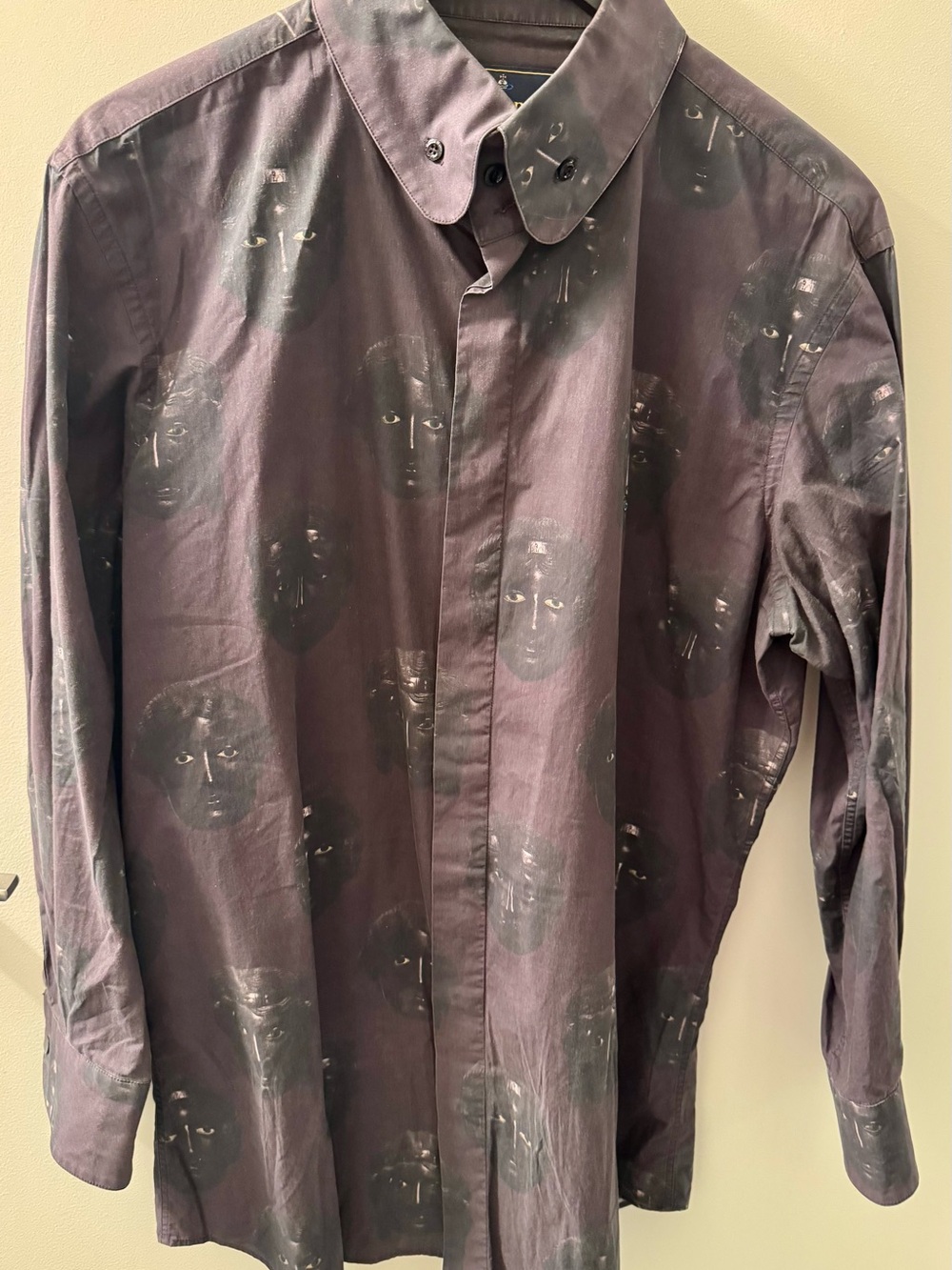 Vivienne Westwood Dark Plum Minoan Face-Print Long-Sleeve Shirt